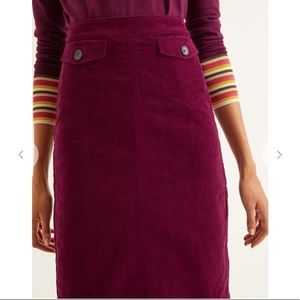 Boden burgundy corduroy midi skirt